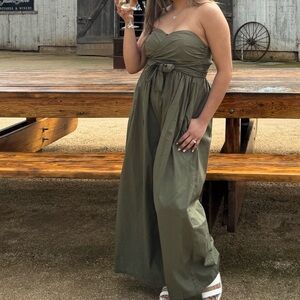 Elegant Olive Green Halter Jumpsuit